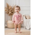 thumbnail image 5 of Spewahor Newborn Baby Girls Knit Fall Romper, Long Sleeve Crew Neck Embroidery Bow Letters Bodysuit Sweater for Casual Daily, 5 of 9