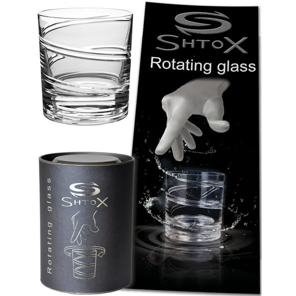 Shtox Rotating Glass (Art 002) Spinning Whiskey Glass for Any Occasions - Unique and Old Fashioned Barware Tumbler Crystal Whiskey Glasses, Spin Glasses for Scotch, Bourbon, Cocktail 320ml
