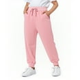 thumbnail image 6 of HAOTAGS Kids Casual Athletic Pants, Solid School Uniform Loose Waist Autumn Winter Pants Pink 6-7Years, 6 of 6