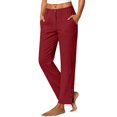 thumbnail image 3 of IMENGL Women's Wide Leg Pants Soft High Waist Elasitc Straight Linen with Pockets Trousers Loose Casual Cropped Pant for Womens,M-XXXL, 3 of 7