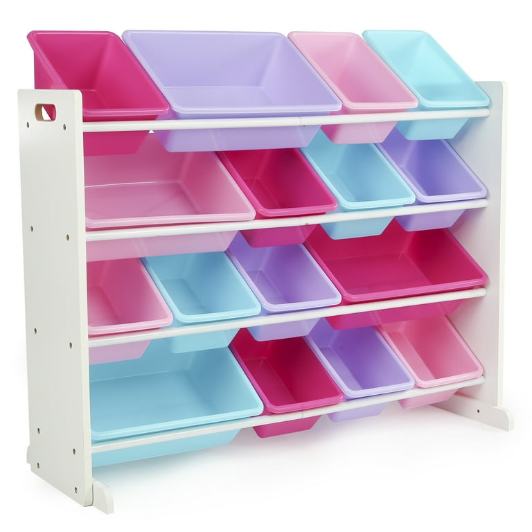 Humble Crew Molly Supersized White and Pink 16-Bin Toy Organizer