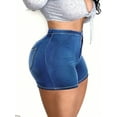 thumbnail image 2 of Women's Denim Shorts High Waisted Stretchy Hot Jean Shorts Classic Butt-lifting Button Zipper Vacation, 2 of 7