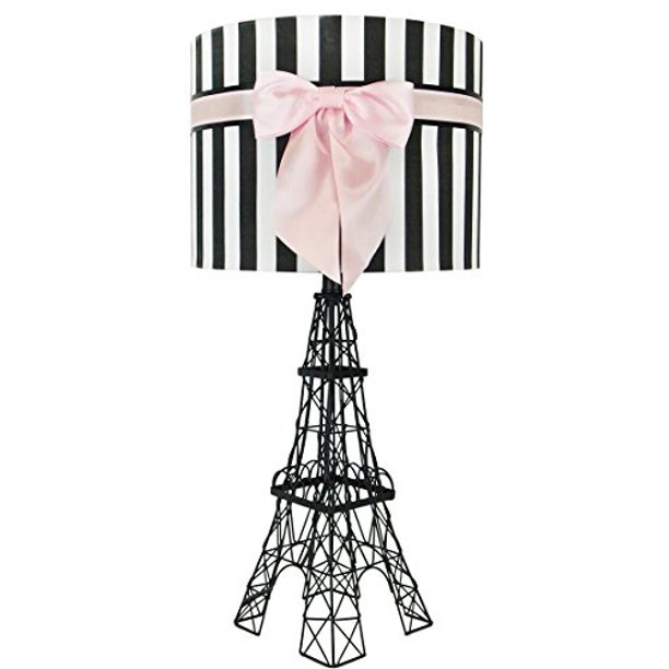 24.5" Eiffel Tower Table Lamp with Bowknot Shade (Pink)