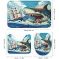 thumbnail image 3 of Nautical Ocean Wildlife Shark 4 Pieces Shower Curtain Set,Cool Undersea Animals Sharks Fish Coral Non-Slip Rugs Toilet Lid Cover Bath Mat and Bathroom Curtain, 3 of 8