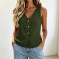 thumbnail image 2 of Wyongtao Womens Sweater Vest Knitted V Neck Sleeveless Button Down Cardigan Lightweight Casual Trendy Fall Clothes (L, Green), 2 of 7