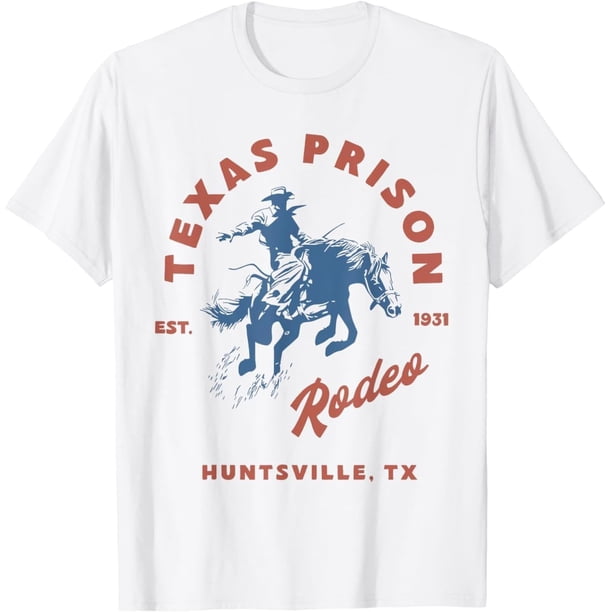 Texas Prison Rodeo Cowboy Western Camiseta con estampado de moda para hombres y mujeres
