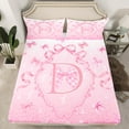 thumbnail image 2 of Manfei Teens Pink Bowknot Full Size Sheets, Kawaii Monogrammed D Bed Sheets, Buffalo Plaid Ribbon Sheet Sets, Ultra Soft Home Decor, 4pcs, 2 of 7
