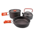 thumbnail image 3 of Utensilios de cocina al aire libre Camping Cocinar Pot Situación de utensilios de cocina Kit Portátil plegable Mango aislado Pan Backpacking Hervidor de agua Naranja 3 piezas kenally OD003503-01B, 3 of 7