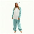 thumbnail image 4 of REORIAFEE Women Sleepwear Pajamas Set 1 Piece Fleece Warm Loungewear with Pockets Long Sleeve Jumpsuit Pants Color Block Sleepwear Sky Blue S-2XL, 4 of 7