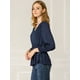 thumbnail image 4 of Blusa Top Allegra K Cuello En V Manga Larga Volantes Azul Marino XS, 4 of 6