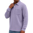 thumbnail image 2 of Lumtrix Mens Waffle Long Sleeve Polo Shirts for Men Henley Shirts with Collar Oversized Casual Button Up Golf Pullover With Pocket Purple S, 2 of 5
