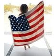 thumbnail image 3 of Patriotic US Flag Blanket, American National Flag Throws, Sherpa Fleece Reversible Blanket for Couch Bed Decor, 4th of July Citizenship Veteran Gift, 3 of 5