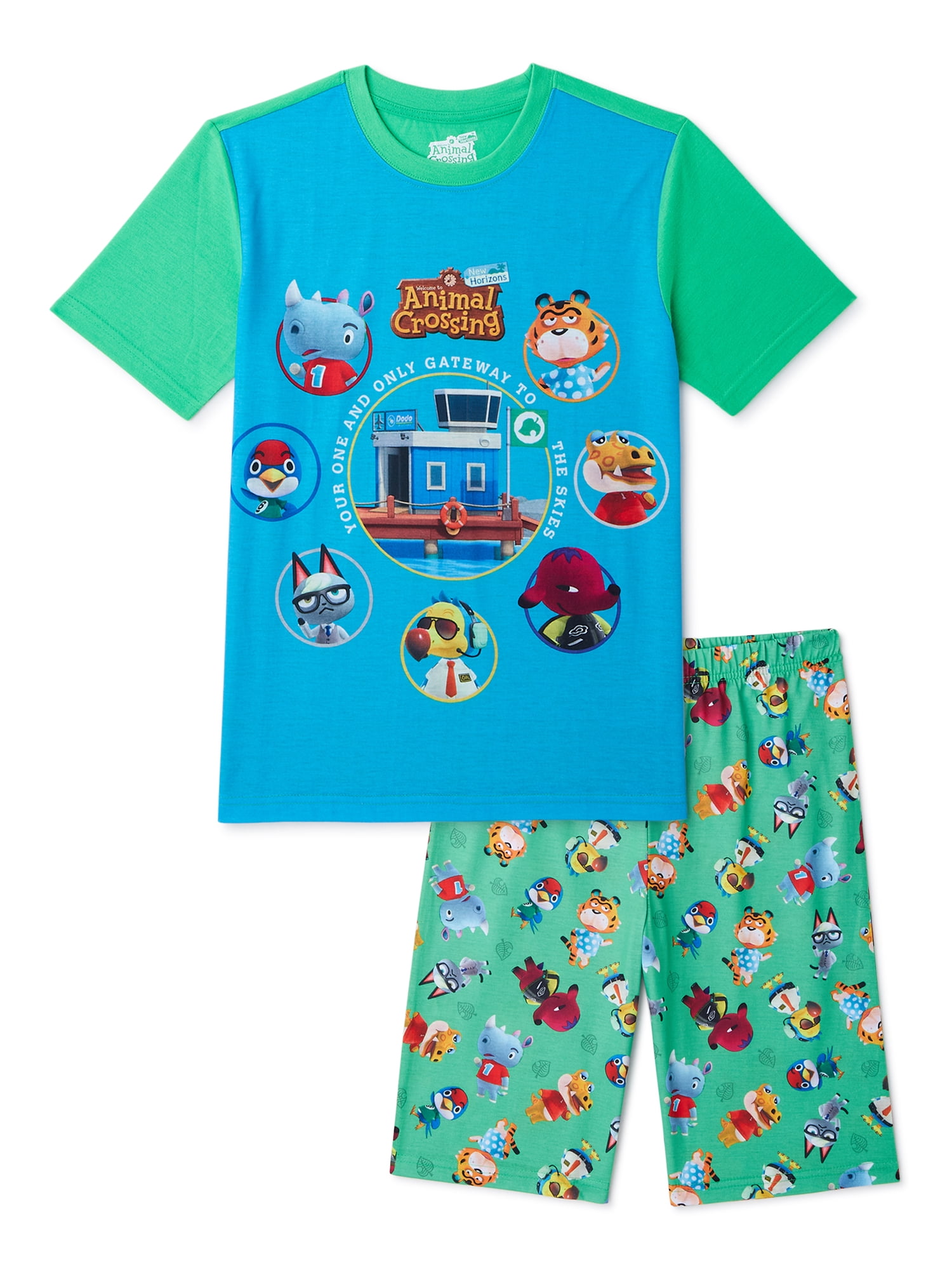 Animal Crossing Boys Pajama Set Short Sleeve Shirt Short Pants