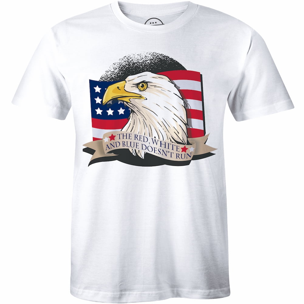 America skull with eagle USA patriotic men's cotton t-shirt Bikers Navy Ultra