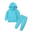 thumbnail image 3 of Toddler Boys Girls 2 Pieces Sweatsuit Sets Solid Long Sleeve Hoodie Pullover Sweatshirt and Casual Sweatpants Athletic Tracksuit Fall Winter Clothes for Kids Girl Boy 5-6 Years, 3 of 5