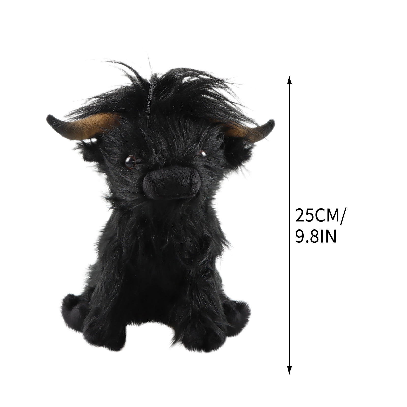 Giunmcul Highland Cow Plush Toy Long Hair Yak Style Stuffed Animal Soft Fabric Weighted Feet Cuddly Collectible Gift for Kids Home Decor 1 Pack