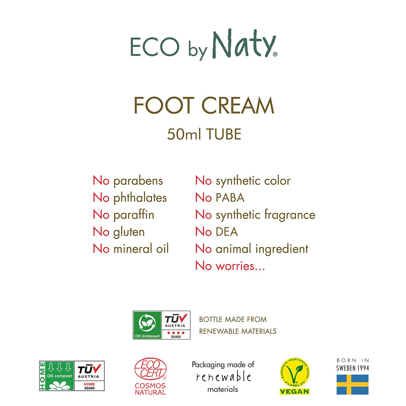 Eco by Naty Organic Foot Cream 1.7 Fl. Oz
