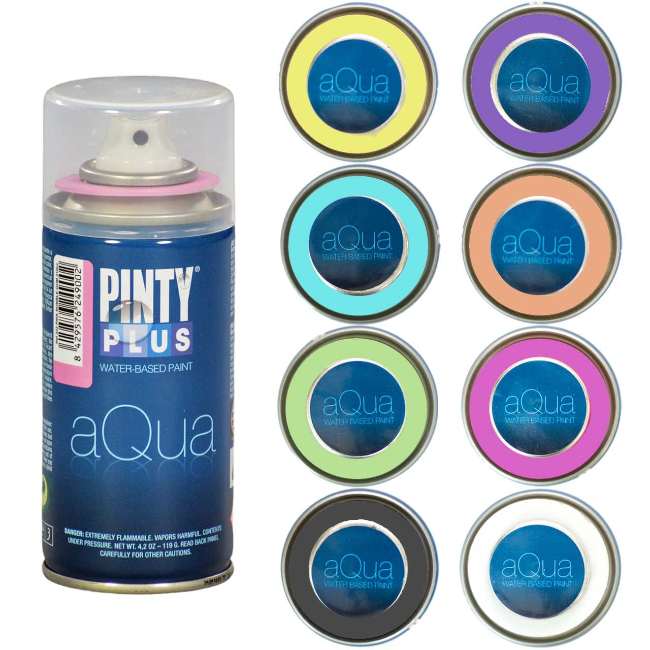 Pintyplus Aqua Spray Paint Set of 8 Water Based Mini Spray Paint Cans Perfect for Arts