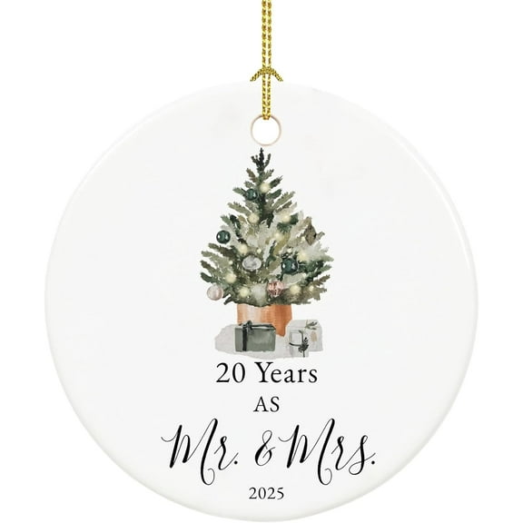 20th Wedding Anniversary Ornament 2025, China Anniversary Ceramic Keepsake Gift for Couple