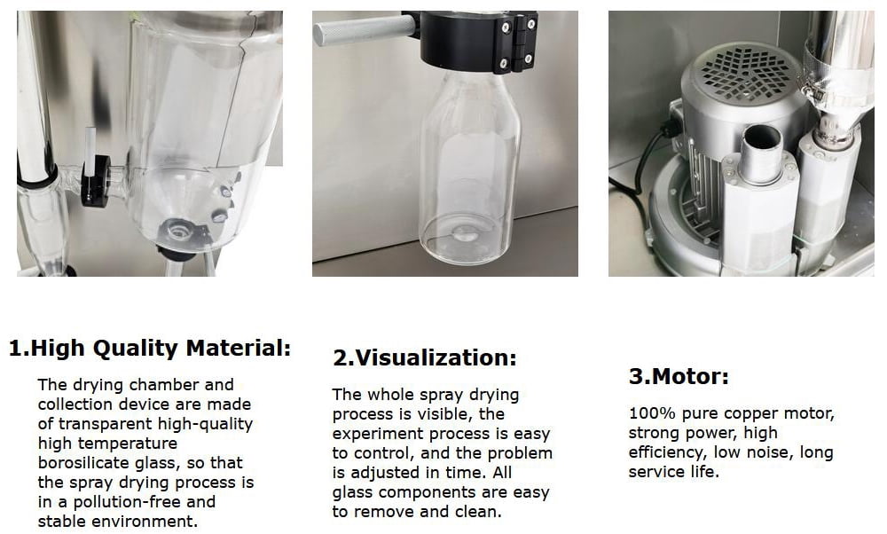 2L Lab Spray Dryer Machine Liquid Drying Machine 220V for Thermosensitive Material