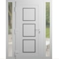thumbnail image 4 of Front Exterior Prehung Metal-Plastic Door Frosted Glass | Manux 8661 White Silk | 2 Side Sidelite Transoms | Office Commercial and Residential Doors Patio Garage 68x80 (W16+36+16x80) Right-hand, 4 of 6
