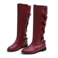 thumbnail image 6 of YLYL Womens Knee High Boots Lace up Riding Flat Low Heels Strappy Winter Combat Boots Fashion Strappy Boots, 6 of 6