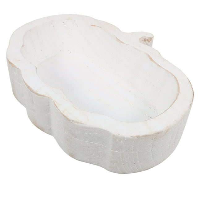Bol en Bois en Forme de Citrouille Bol de Rangement Alimentaire Support à Dessert Assiette de Service en Bois