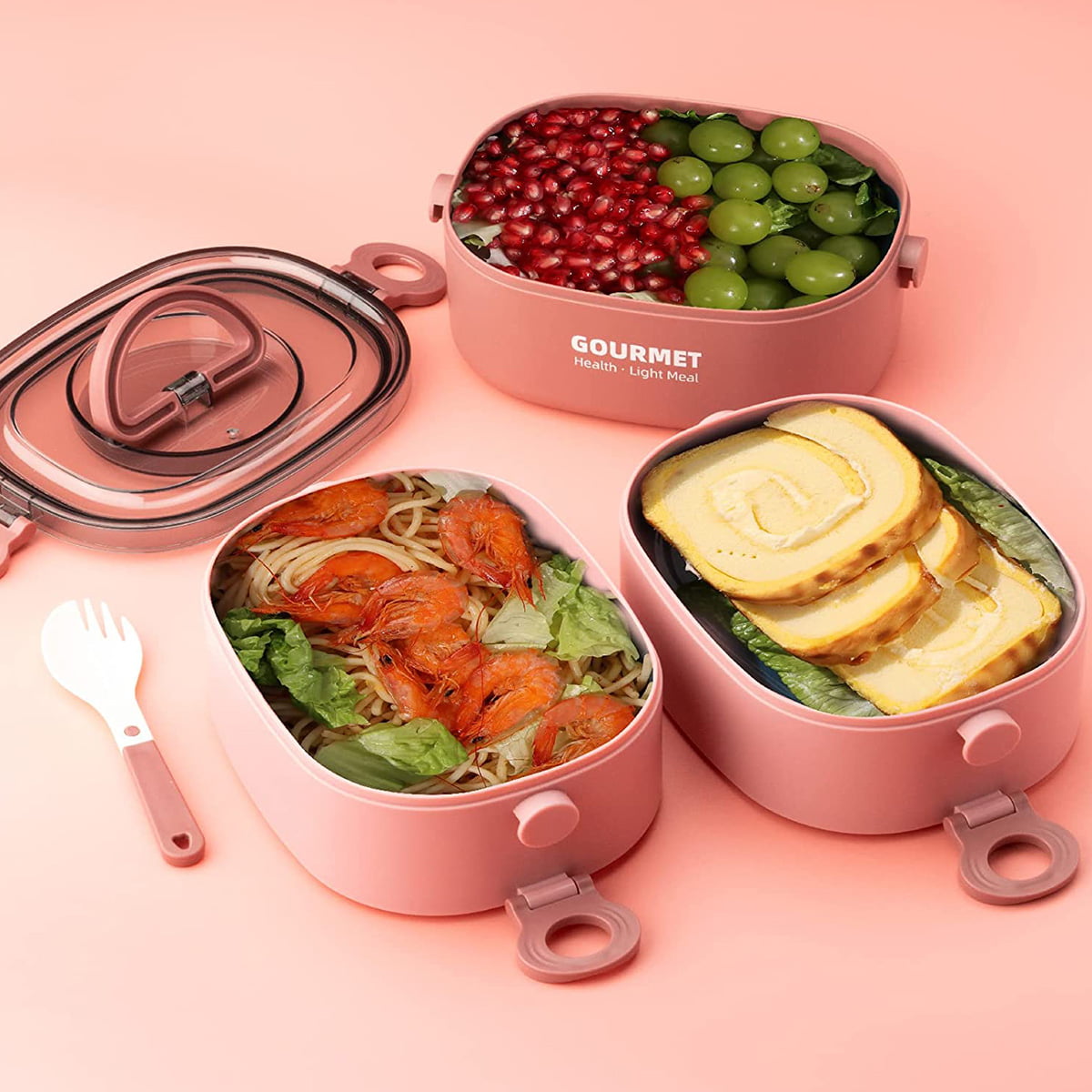 Tajavl Bento Lunch Box 74oz Thermos 4 Tier Stackable Food Jars Vacuum  Sealed