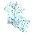 thumbnail image 1 of Luvoko Ensemble de Pyjama 2 Pcs pour Enfants Imprimé Graphique Chemise à Manches Courtes Boutonnée Shorts Pyjama, 1 of 4