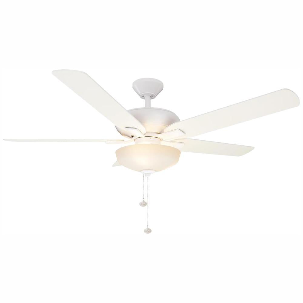 Hampton Bay Holly Springs Low Profile 52 in LED Indoor Matte White Ceiling Fan 