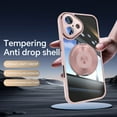 thumbnail image 3 of Compatible with iPhone 16 Plus Case, [Military Grade Drop Tested][Camera Lens Protection][Built in Kickstand] Translucent Tempered Glass Slim Back Soft Edge Magnetic Cover,Pink, 3 of 8