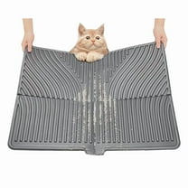Cat Litter Mat, Large Trapping Mat Soft on Kitty Paws, Box Keep Floor Clean Gray
