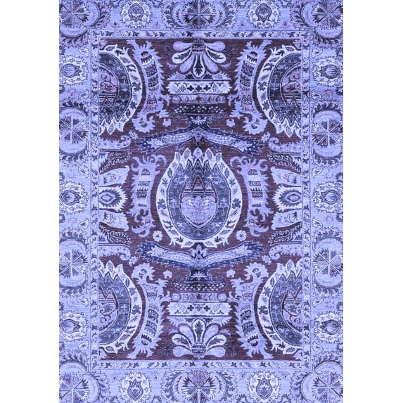 Ahgly Company Machine Washable Indoor Rectangle Abstract Blue Modern Area Rugs, 2' x 3'