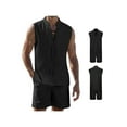 thumbnail image 4 of Yunliwuli Men's 2 Piece Shorts Set Solid Color Front Tie-Up Sleeveless Shirts Tank Tops Casual Elastic Waist Shorts Summer Outfits, 4 of 10