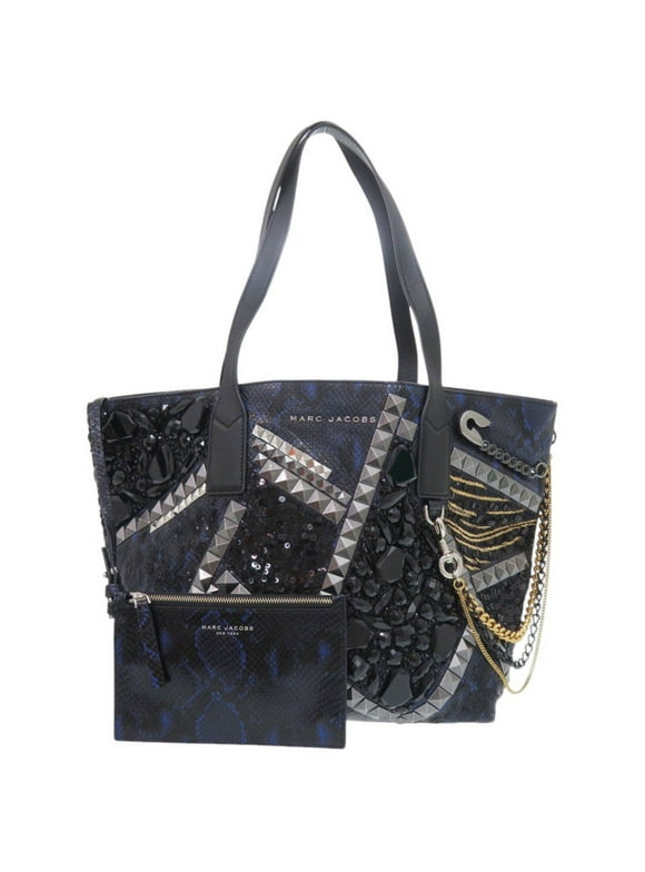 Pre-Owned Marc Jacobs Blue Tote Bag with Pouch, Chain, Studs, and Embossed Leather,... (Good)