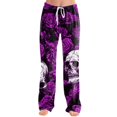 thumbnail image 2 of Clossjun Halloween Pajama Pants for Women Cozy Wide-Leg Novelty Holiday Pumpkin Ghost Bat Print Bottoms Nightwear M, 2 of 6
