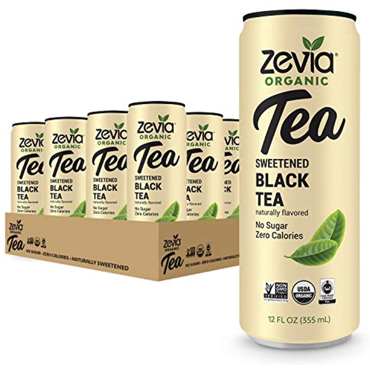 Zevia Organic Sugar Free Ice Tea, Black Tea, 12 Ounce Cans (Pack Of 12)