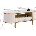 thumbnail image 2 of Modern Fluted Coffee Table, 48'' Modern Oval Coffee Table with Drawer, Faux Marble Top, Curved Profile Center Table with Storage, Gold Metal Decor, Center Table for Living Room, White, 2 of 6