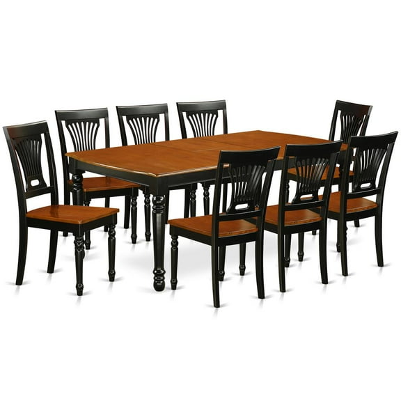 East West Furniture Dining Room Set Black & Cherry, DOPL9-BCH-W