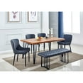 thumbnail image 3 of Contemporary Polyurethane Dining Bench with Black Sanded Legs in Dark Gray, 3 of 3