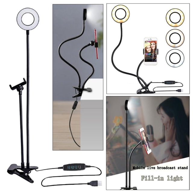 Studio selfie ,Anillo de luz LED ,luz led de maquillaje ,clip de luz nocturna ,Luz de cámara con soporte para teléfono CUTICAT Studio selfie ring light