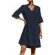 thumbnail image 2 of Vestido corto de verano en línea A para mujer Color sólido/impresión floral Vestido de manga corta y cuello en V Nituyy Vestido pastel estampado de mujer con cuello en V, 2 of 5