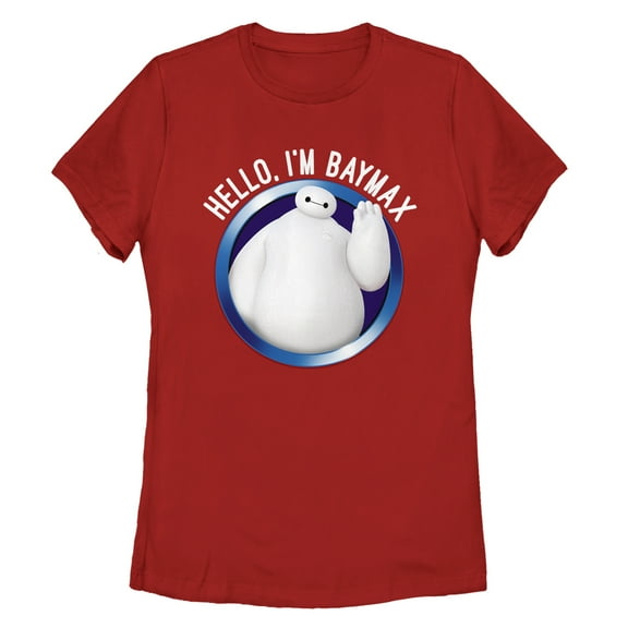 Women's Big Hero 6 Hello Baymax  Graphic Tee Red 2X Large