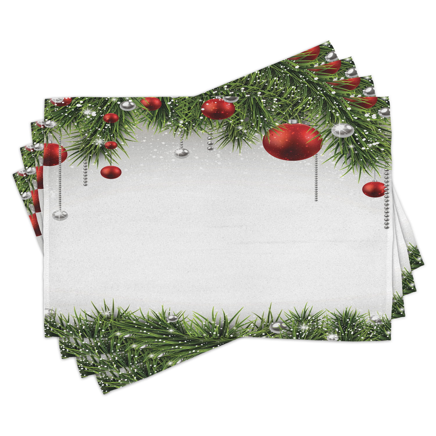 New Red Green Christmas Placemats Set Of 4 Table Mats Woven Cloth