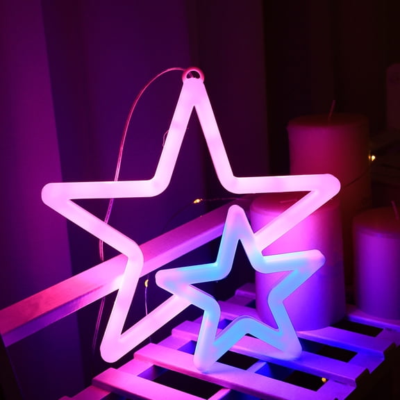 Zeranth Neon Sign LED Heart Star Shaped Dual Sided Light Home Decoration for Birthday Valentine's Day Christmas Wedding
