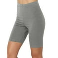 thumbnail image 2 of Lroveb Yoga Shorts for Women, High Waisted Short Leggingsport Solid Mid Thigh Stretch Cotton Span Active Leggings Grey, 2 of 4
