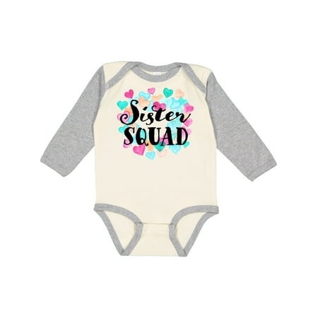 

Inktastic Sister Squad Hearts Gift Baby Girl Long Sleeve Bodysuit
