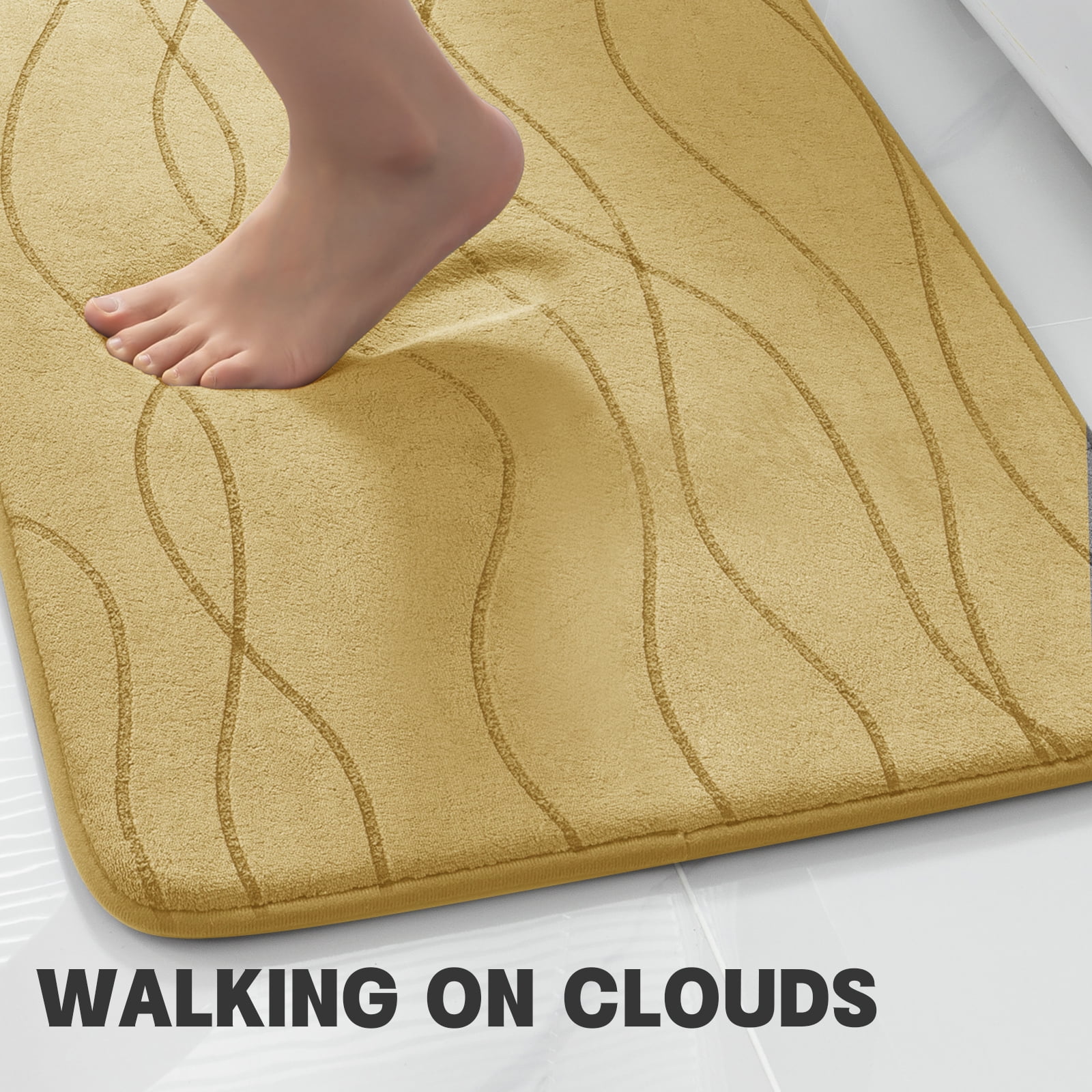 ChakmeOne Bathroom Rugs Sets 5 Piece, Beige Bathroom Rug Soft Absorbent Microfiber Bath Mats and U-Shaped Contour Toilet Rug, Non-Slip Machine Wash Dry for Floor Tub and Shower
