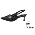 thumbnail image 5 of Miluxas Womens Lace Mesh Slingback Heels Closed Pointed Toe Wedding Pumps Kitten Heel Bridal Dress Shoes Black 9(42), 5 of 9