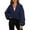 Dark Blue, variant on Anbech Women's Crop Zip Up Jacket Y2K Trendy Long Sleeve Fall Clothes